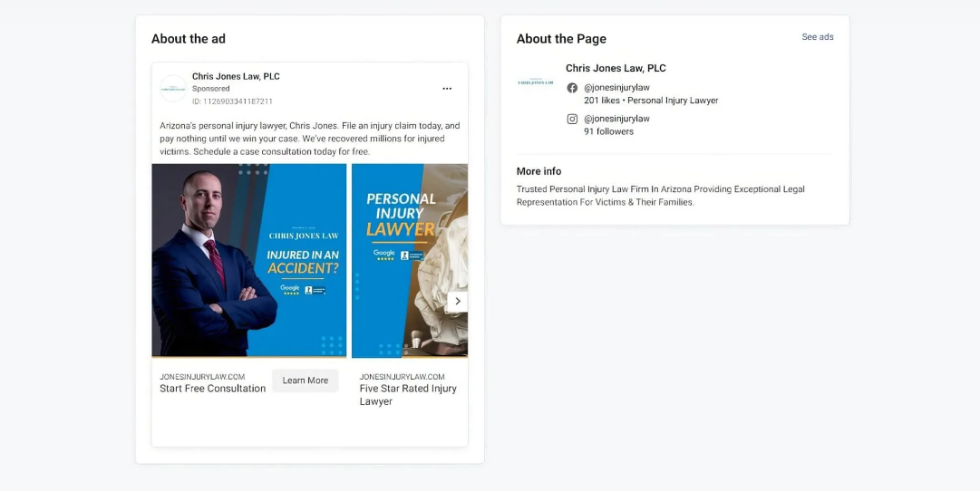personal injury facebook ad